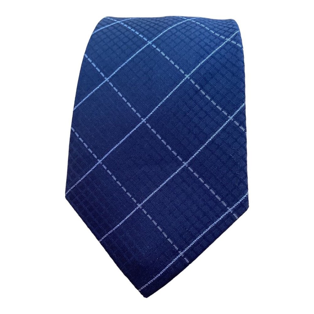 MARC ANTHONY Blue Plaids & Checks Silk Tie 59"-3.1/4" EX COND